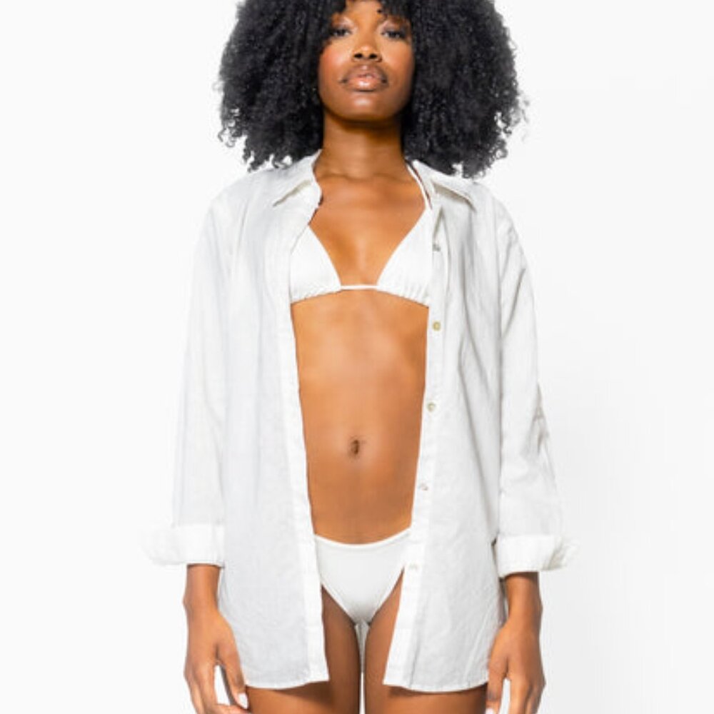 NWOT 437 White Button Down Shirt or Cover-up Size Medium
